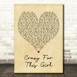 Evan & Jaron Crazy for This Girl Vintage Heart Decorative Wall Art Gift Song Lyric Print