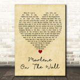 Suzanne Vega Marlene on the Wall Vintage Heart Decorative Wall Art Gift Song Lyric Print