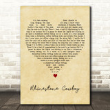 Glen Campbell Rhinestone Cowboy Vintage Heart Decorative Wall Art Gift Song Lyric Print