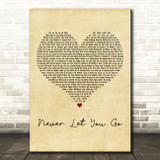 Justin Bieber Never Let You Go Vintage Heart Decorative Wall Art Gift Song Lyric Print
