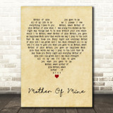 Hayley Westenra Mother Of Mine Vintage Heart Decorative Wall Art Gift Song Lyric Print