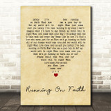 Eric Clapton Running On Faith Vintage Heart Decorative Wall Art Gift Song Lyric Print