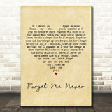 Elvis Presley Forget Me Never Vintage Heart Decorative Wall Art Gift Song Lyric Print