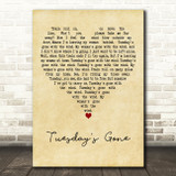 Lynyrd Skynyrd Tuesday's Gone Vintage Heart Decorative Wall Art Gift Song Lyric Print