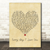 Boyzone Every Day I Love You Vintage Heart Decorative Wall Art Gift Song Lyric Print