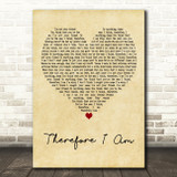 Billie Eilish Therefore I Am Vintage Heart Decorative Wall Art Gift Song Lyric Print