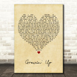 Bruce Springsteen Growin' Up Vintage Heart Decorative Wall Art Gift Song Lyric Print