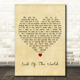 Brenda Lee End Of The World Vintage Heart Decorative Wall Art Gift Song Lyric Print