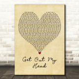 Shane Codd Get Out My Head Vintage Heart Decorative Wall Art Gift Song Lyric Print