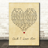 Passenger And I Love Her Vintage Heart Decorative Wall Art Gift Song Lyric Print