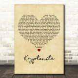 3 Doors Down Kryptonite Vintage Heart Decorative Wall Art Gift Song Lyric Print