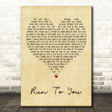 Lea Michele Run To You Vintage Heart Decorative Wall Art Gift Song Lyric Print