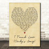 BeBe & CeCe Winans I Found Love (Cindys Song) Vintage Heart Song Lyric Print