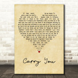 Tim Minchin Carry You Vintage Heart Decorative Wall Art Gift Song Lyric Print