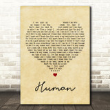 Christina Perri Human Vintage Heart Decorative Wall Art Gift Song Lyric Print