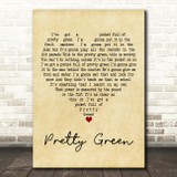 The Jam Pretty Green Vintage Heart Decorative Wall Art Gift Song Lyric Print