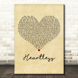 The Weeknd Heartless Vintage Heart Decorative Wall Art Gift Song Lyric Print