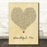 Dappy Beautiful Me Vintage Heart Decorative Wall Art Gift Song Lyric Print