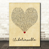 EMF Unbelievable Vintage Heart Decorative Wall Art Gift Song Lyric Print