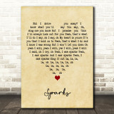 Coldplay Sparks Vintage Heart Decorative Wall Art Gift Song Lyric Print