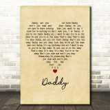 Coldplay Daddy Vintage Heart Decorative Wall Art Gift Song Lyric Print