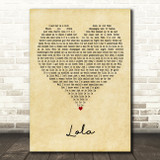 The Kinks Lola Vintage Heart Decorative Wall Art Gift Song Lyric Print