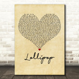 MIKA Lollipop Vintage Heart Decorative Wall Art Gift Song Lyric Print