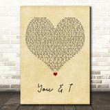 Bru-C You & I Vintage Heart Decorative Wall Art Gift Song Lyric Print