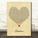 Prince Seven Vintage Heart Decorative Wall Art Gift Song Lyric Print