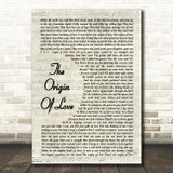 Hedwig & The Angry Inch The Origin Of Love Vintage Script Decorative Wall Art Gift Song Lyric Print
