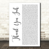 Vybz Kartel Thank You Jah (On And On) White Script Decorative Wall Art Gift Song Lyric Print
