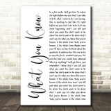 Two Door Cinema Club What You Know White Script Decorative Wall Art Gift Song Lyric Print