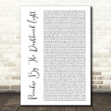Meat Loaf Paradise By The Dashboard Light White Script Decorative Gift Song Lyric Print
