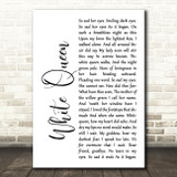 Queen White Queen (As It Began) White Script Decorative Wall Art Gift Song Lyric Print