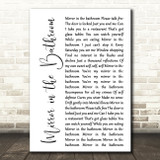 The Beat Mirror in the Bathroom White Script Decorative Wall Art Gift Song Lyric Print