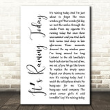 Scott Walker Its Raining Today White Script Decorative Wall Art Gift Song Lyric Print
