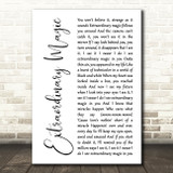 Ben Rector Extraordinary Magic White Script Decorative Wall Art Gift Song Lyric Print