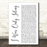Rod Stewart I Was Only Joking White Script Decorative Wall Art Gift Song Lyric Print
