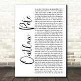 Bruce Springsteen Outlaw Pete White Script Decorative Wall Art Gift Song Lyric Print