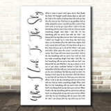 Train When I Look To The Sky White Script Decorative Wall Art Gift Song Lyric Print