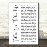 Genesis Follow You Follow Me White Script Decorative Wall Art Gift Song Lyric Print