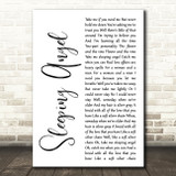 Stevie Nicks Sleeping Angel White Script Decorative Wall Art Gift Song Lyric Print