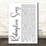 Bob Marley Redemption Song White Script Decorative Wall Art Gift Song Lyric Print