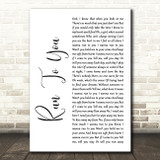 Whitney Houston Run To You White Script Decorative Wall Art Gift Song Lyric Print
