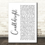 Stevie Nicks Candlebright White Script Decorative Wall Art Gift Song Lyric Print