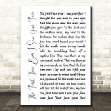 Stereophonics The First Time Ever I Saw Your Face White Script Song Lyric Print