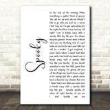Dust Springfield Spooky White Script Decorative Wall Art Gift Song Lyric Print