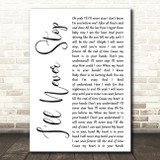 N Sync I'll Never Stop White Script Decorative Wall Art Gift Song Lyric Print