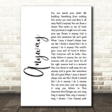 Martina McBride Anyway White Script Decorative Wall Art Gift Song Lyric Print