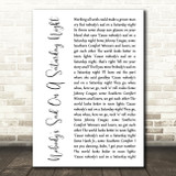 Uncle Kracker Nobodys Sad On A Saturday Night White Script Song Lyric Print